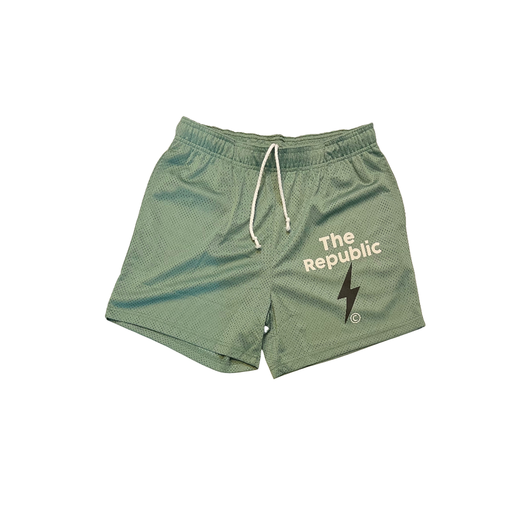 The Republic Reflective Mesh Shorts (Evergreen)